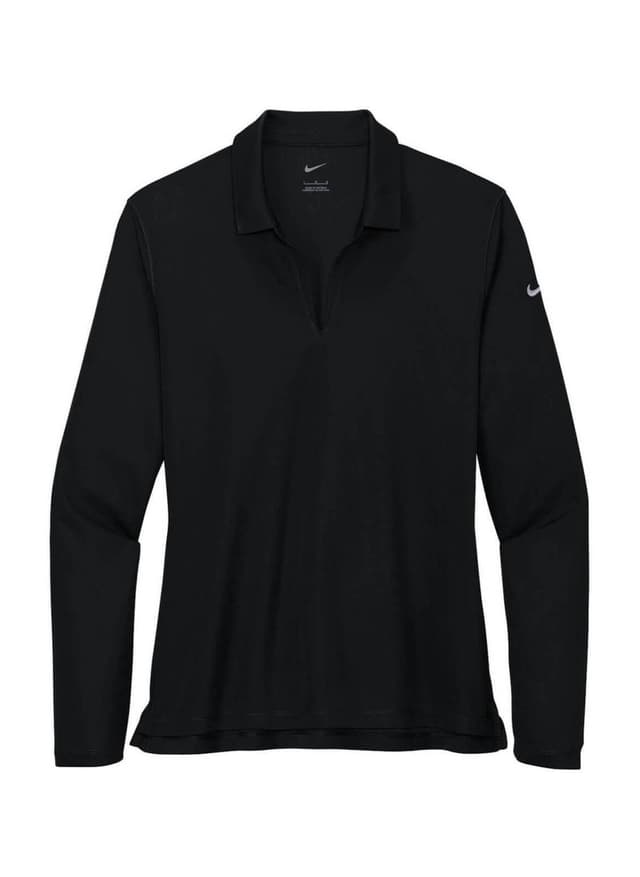 Nike Women's Dri-FIT Micro Pique 2.0 Long-Sleeve Polo - Black LG