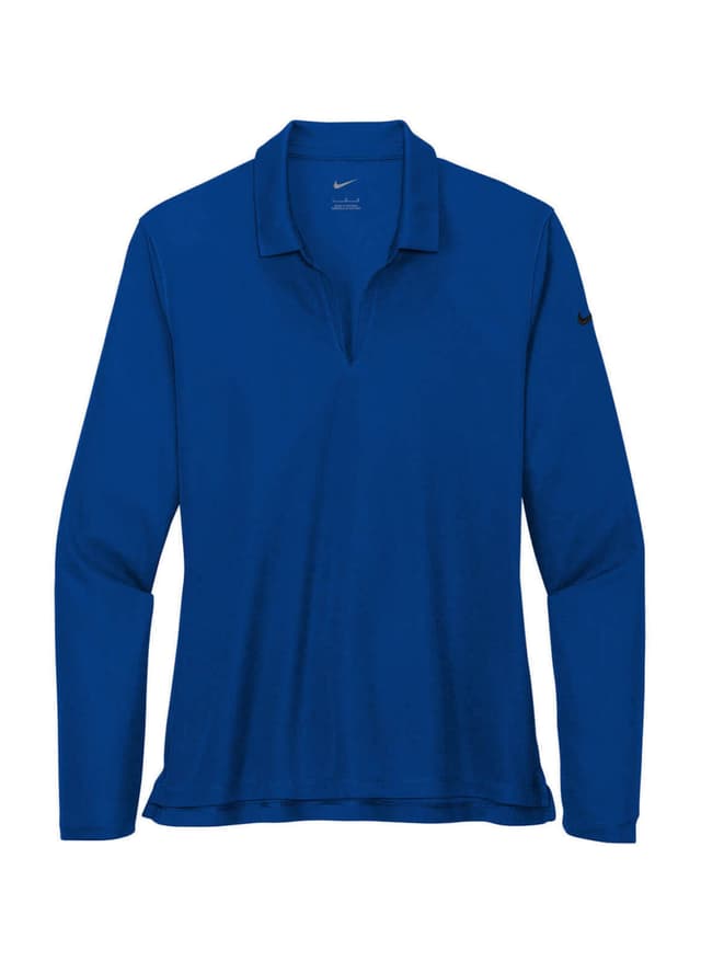 Nike Women's Dri-FIT Micro Pique 2.0 Long-Sleeve Polo - Gym Blue (BLU) LG