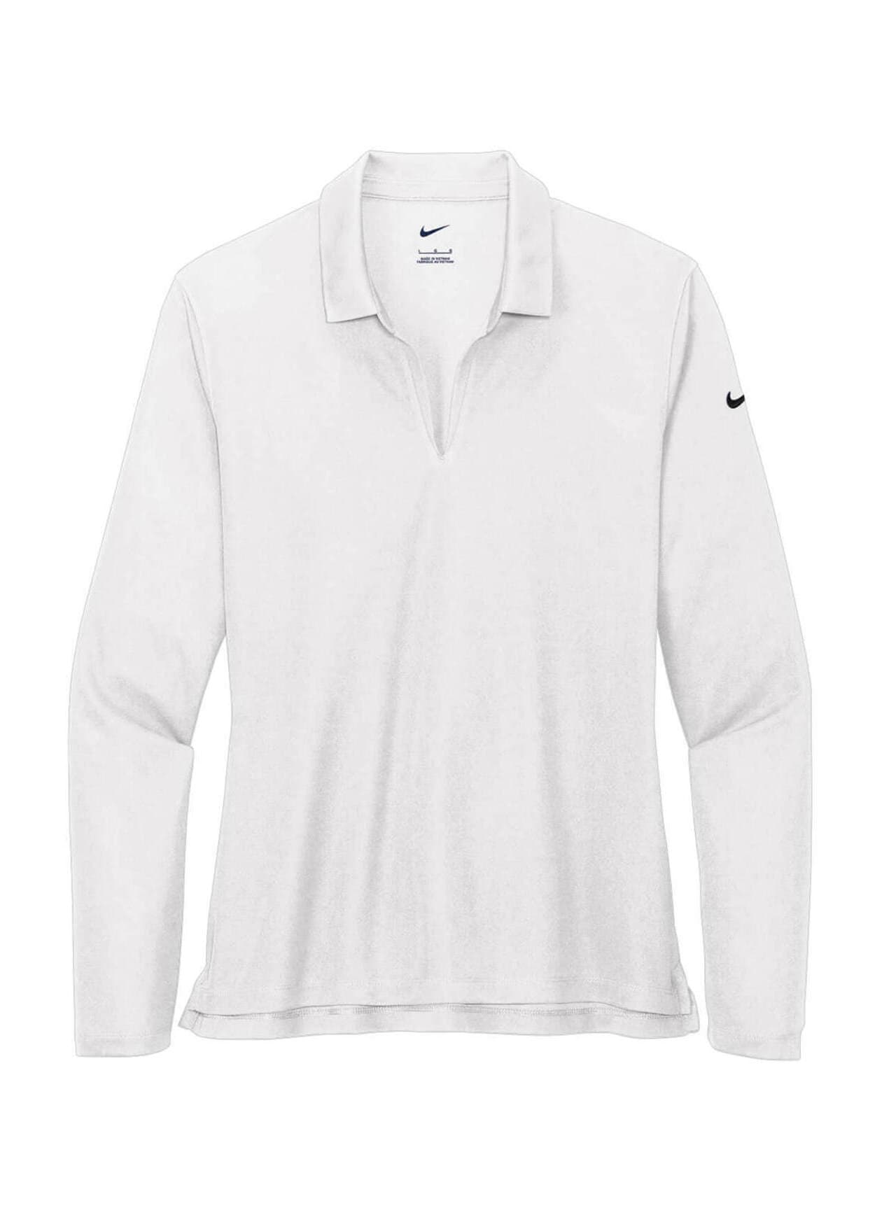 Nike Women's Dri-FIT Micro Pique 2.0 Long-Sleeve Polo - White LG