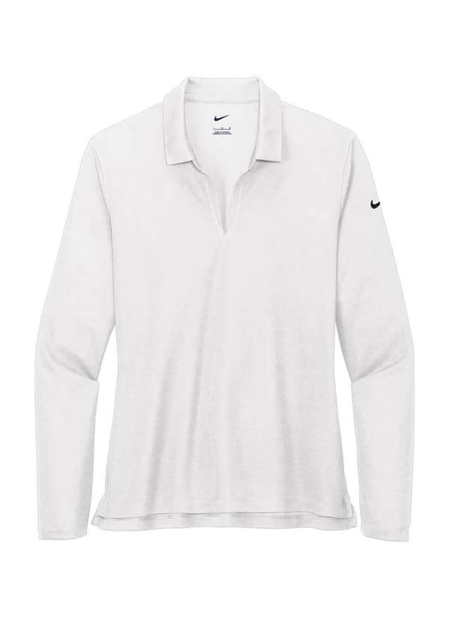Nike Women's Dri-FIT Micro Pique 2.0 Long-Sleeve Polo - White LG