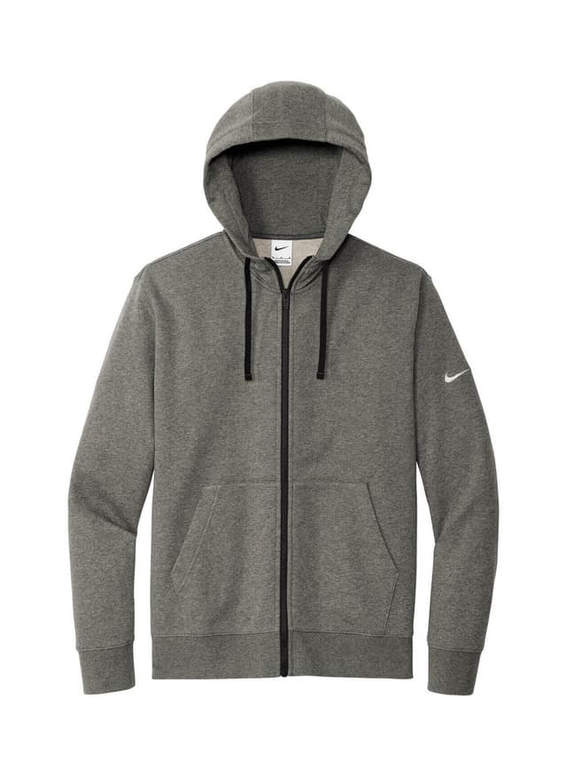 Nike Men's Club Fleece Sleeve Swoosh Full-Zip Hoodie - Charcoal Heather (CHR) 3XL