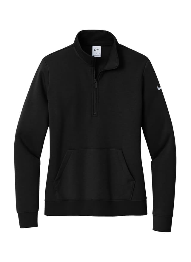 Nike Women's Club Fleece Sleeve Swoosh 1/2-Zip - Black LG