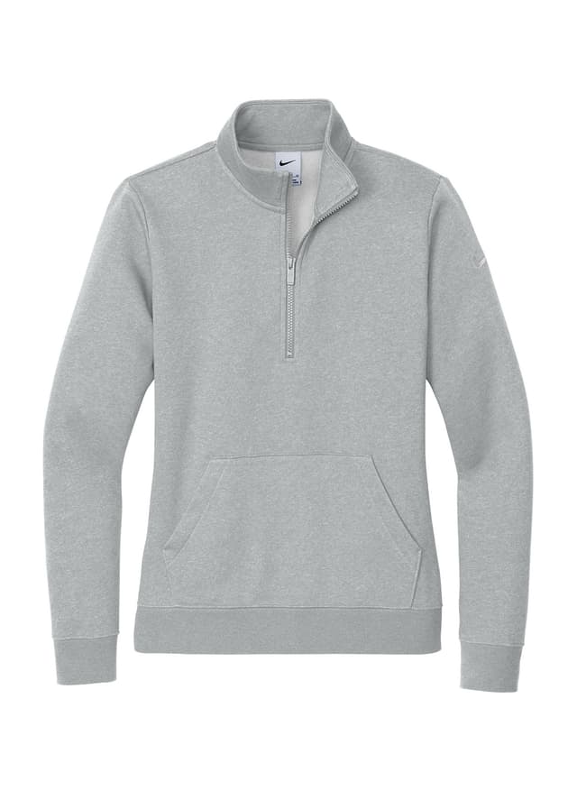 Nike Women's Club Fleece Sleeve Swoosh 1/2-Zip - Dark Grey Heather (DGH) LG