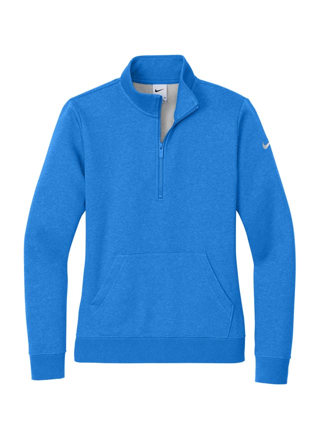 Nike Women's Club Fleece Sleeve Swoosh 1/2-Zip - Light Game Royal Heather LG