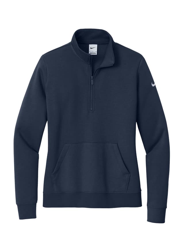 Nike Women's Club Fleece Sleeve Swoosh 1/2-Zip - Navy LG