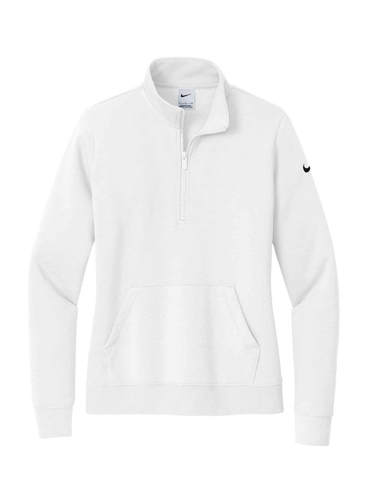 Nike Women's Club Fleece Sleeve Swoosh 1/2-Zip - White LG