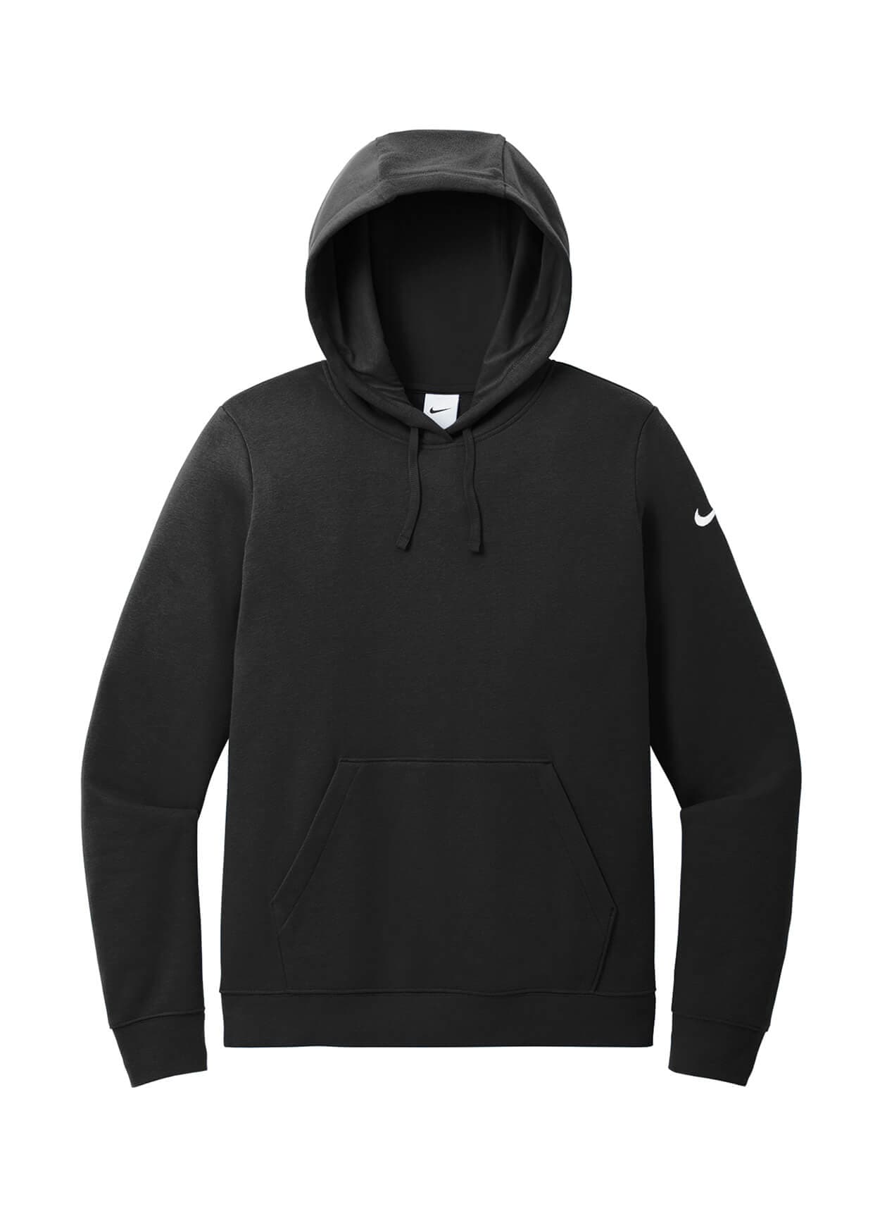 Nike Women's Club Fleece Sleeve Swoosh Pullover Hoodie - Black LG