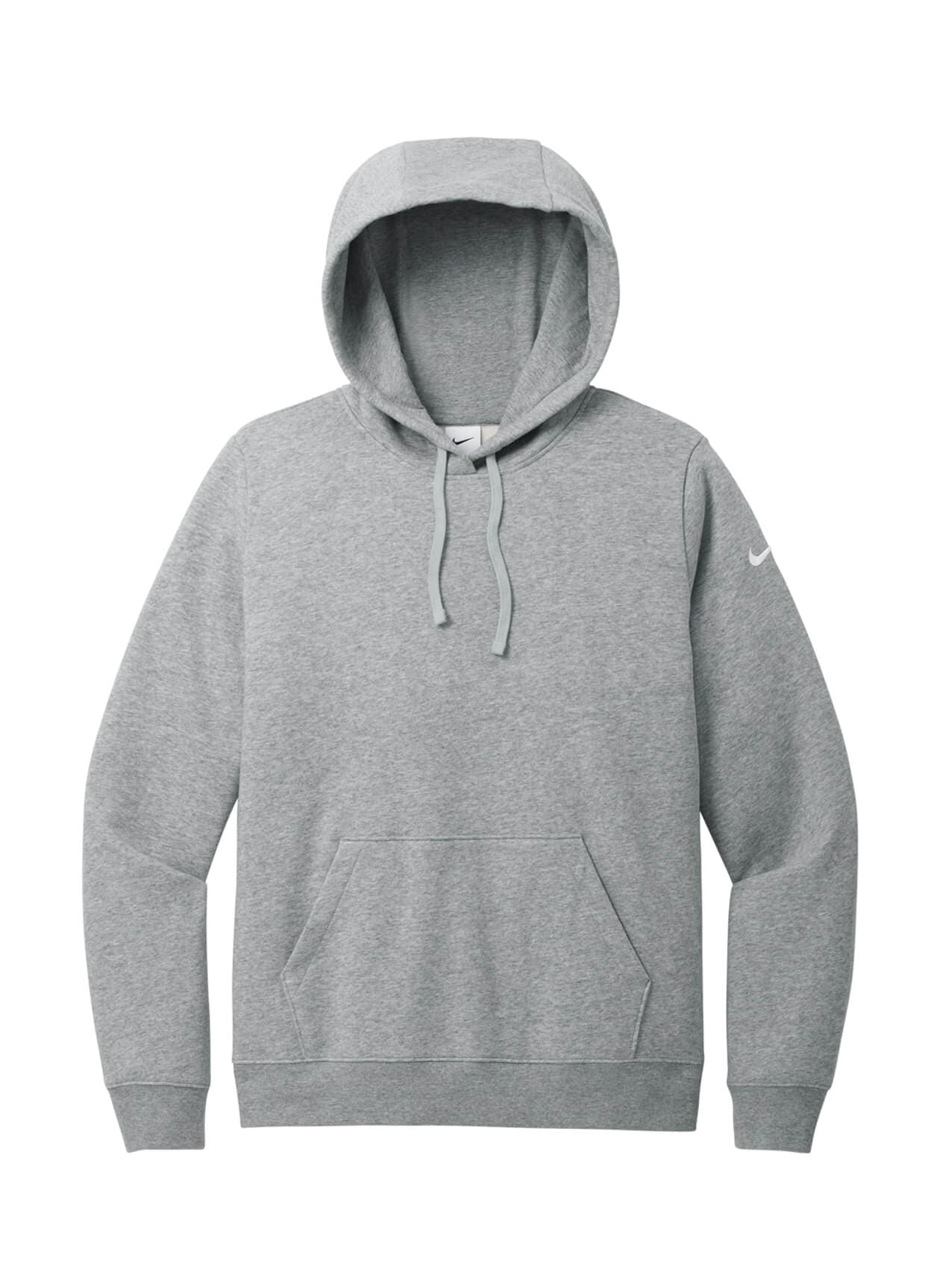 Nike Women's Club Fleece Sleeve Swoosh Pullover Hoodie - Dark Grey Heather (DGRYH) LG