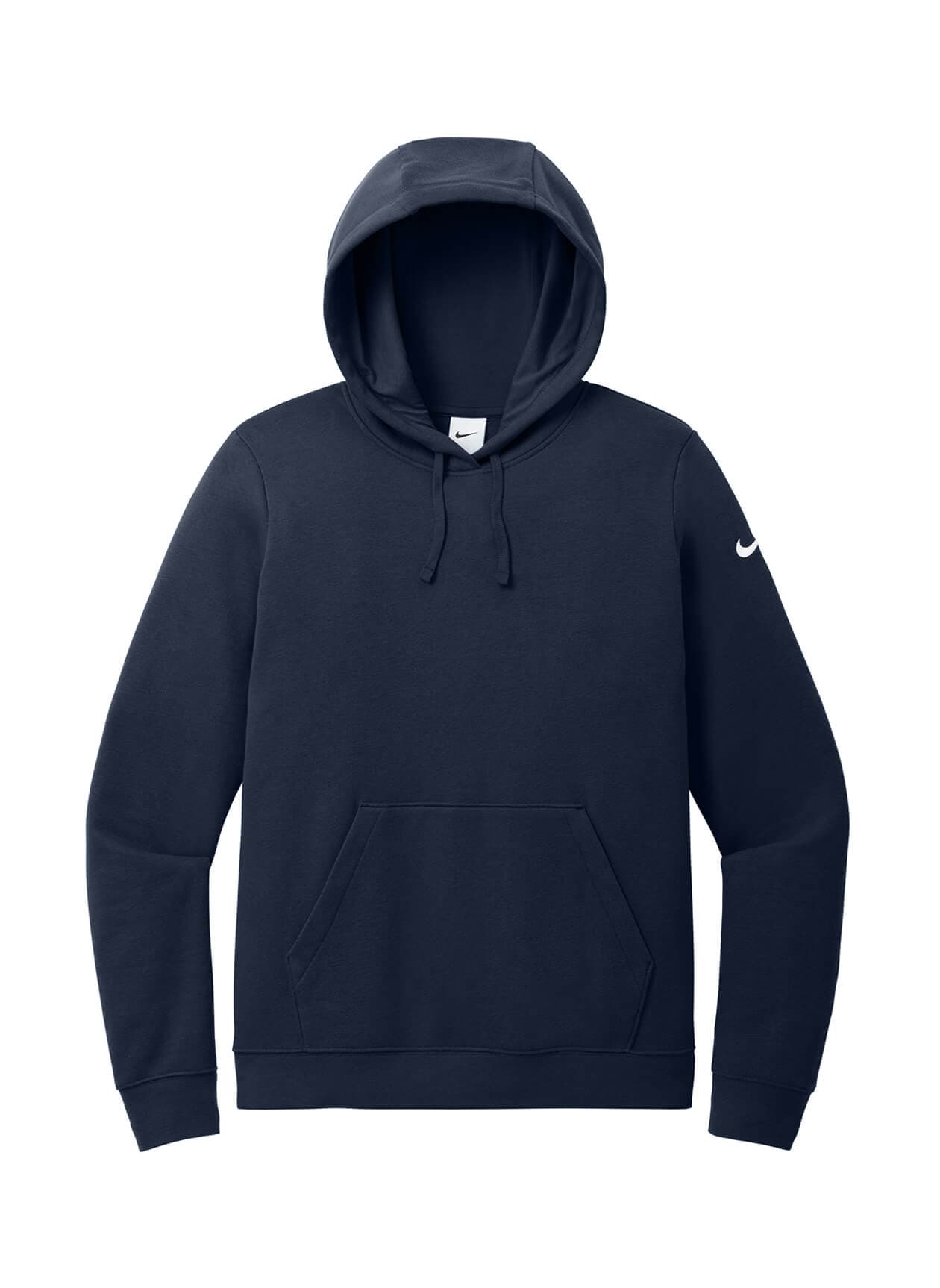 Nike Women's Club Fleece Sleeve Swoosh Pullover Hoodie - Navy LG