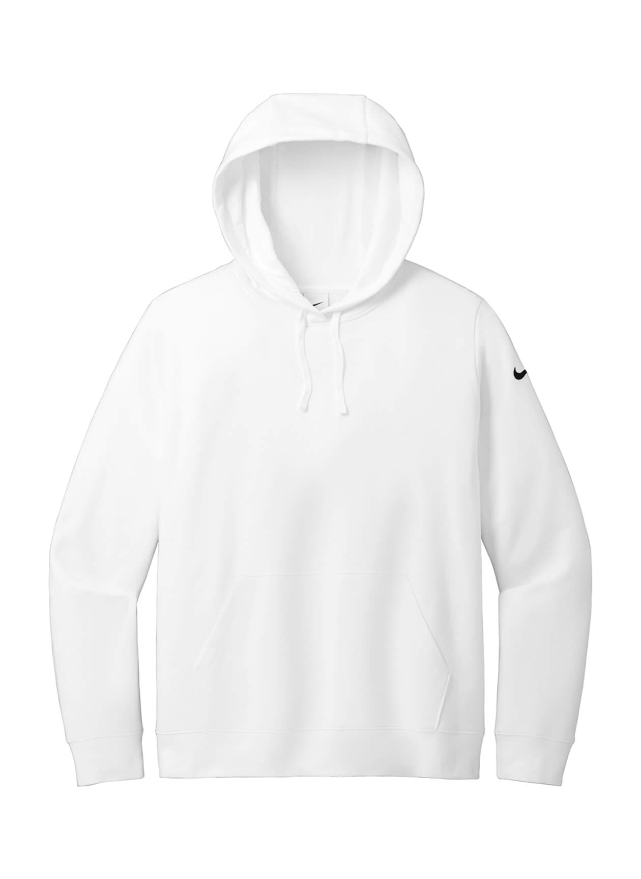 Nike Women's Club Fleece Sleeve Swoosh Pullover Hoodie - White LG