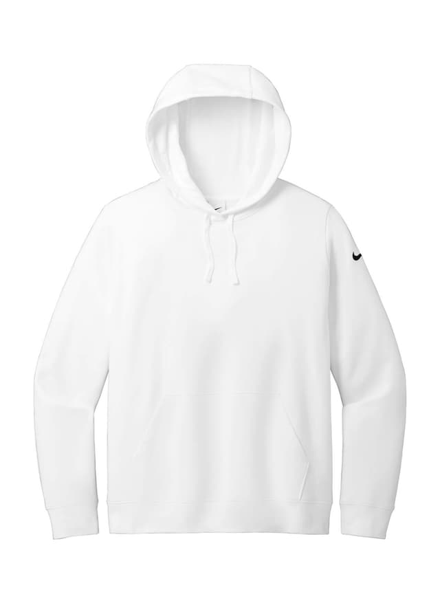 Nike Women's Club Fleece Sleeve Swoosh Pullover Hoodie - White LG