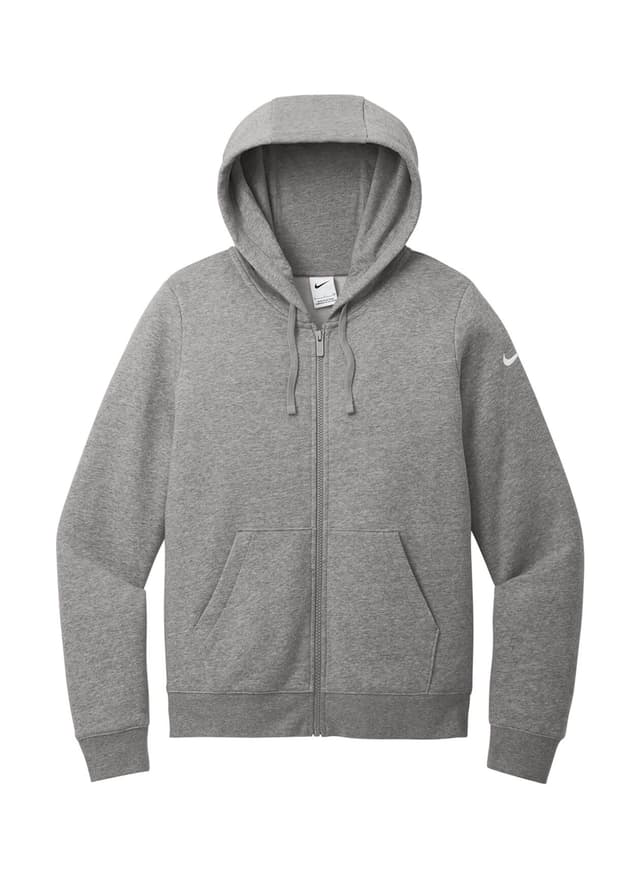 Nike Women's Club Fleece Sleeve Swoosh Full-Zip Hoodie - Charcoal Heather (CHRH) LG