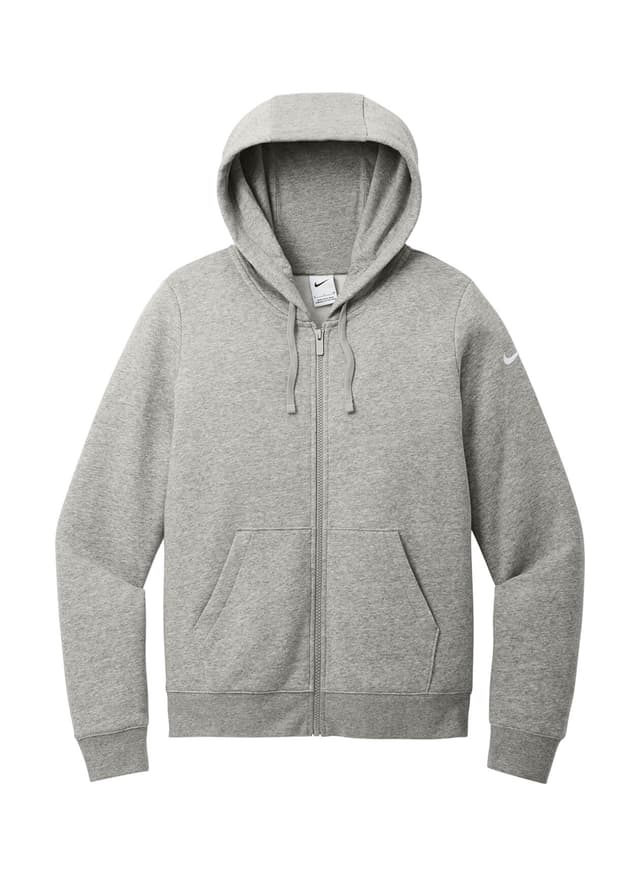 Nike Women's Club Fleece Sleeve Swoosh Full-Zip Hoodie - Dark Grey Heather (DGRYH) LG
