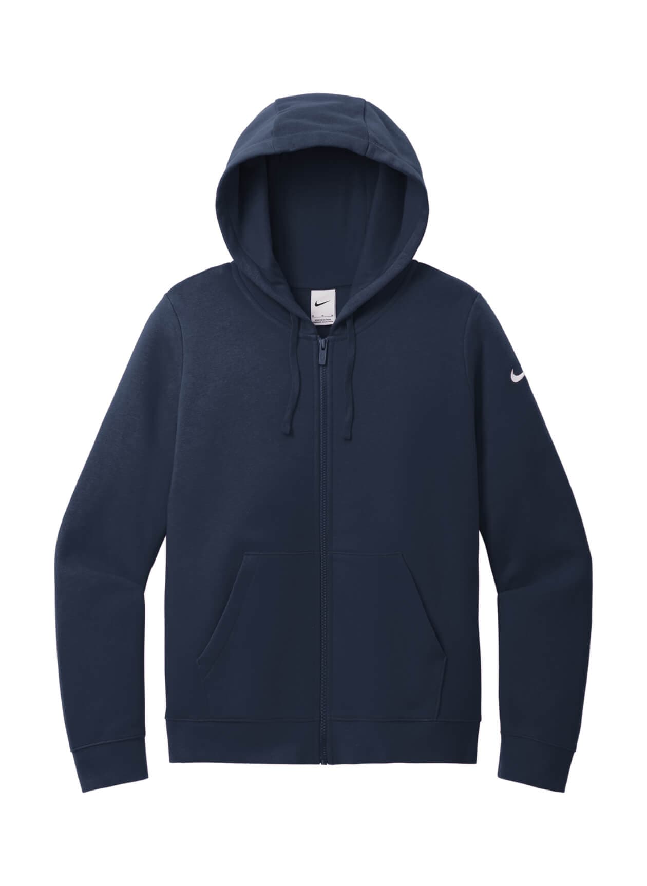 Nike Women's Club Fleece Sleeve Swoosh Full-Zip Hoodie - Navy LG