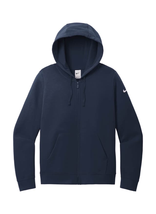 Nike Women's Club Fleece Sleeve Swoosh Full-Zip Hoodie - Navy LG