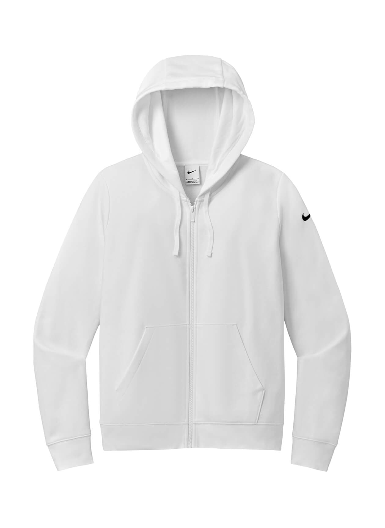 Nike Women's Club Fleece Sleeve Swoosh Full-Zip Hoodie - White LG