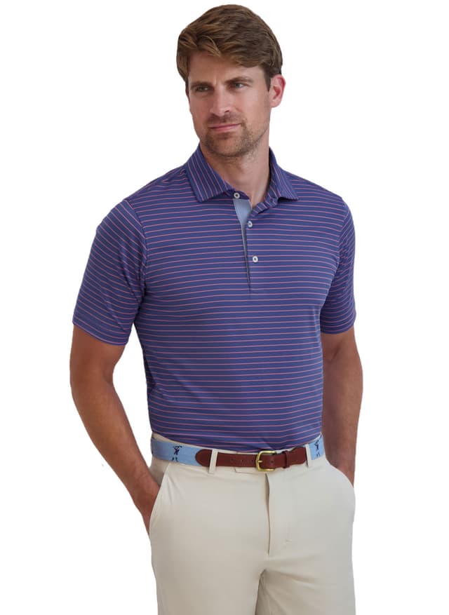 Fairway & Greene Men's Michael Stripe Polo - Blue LG