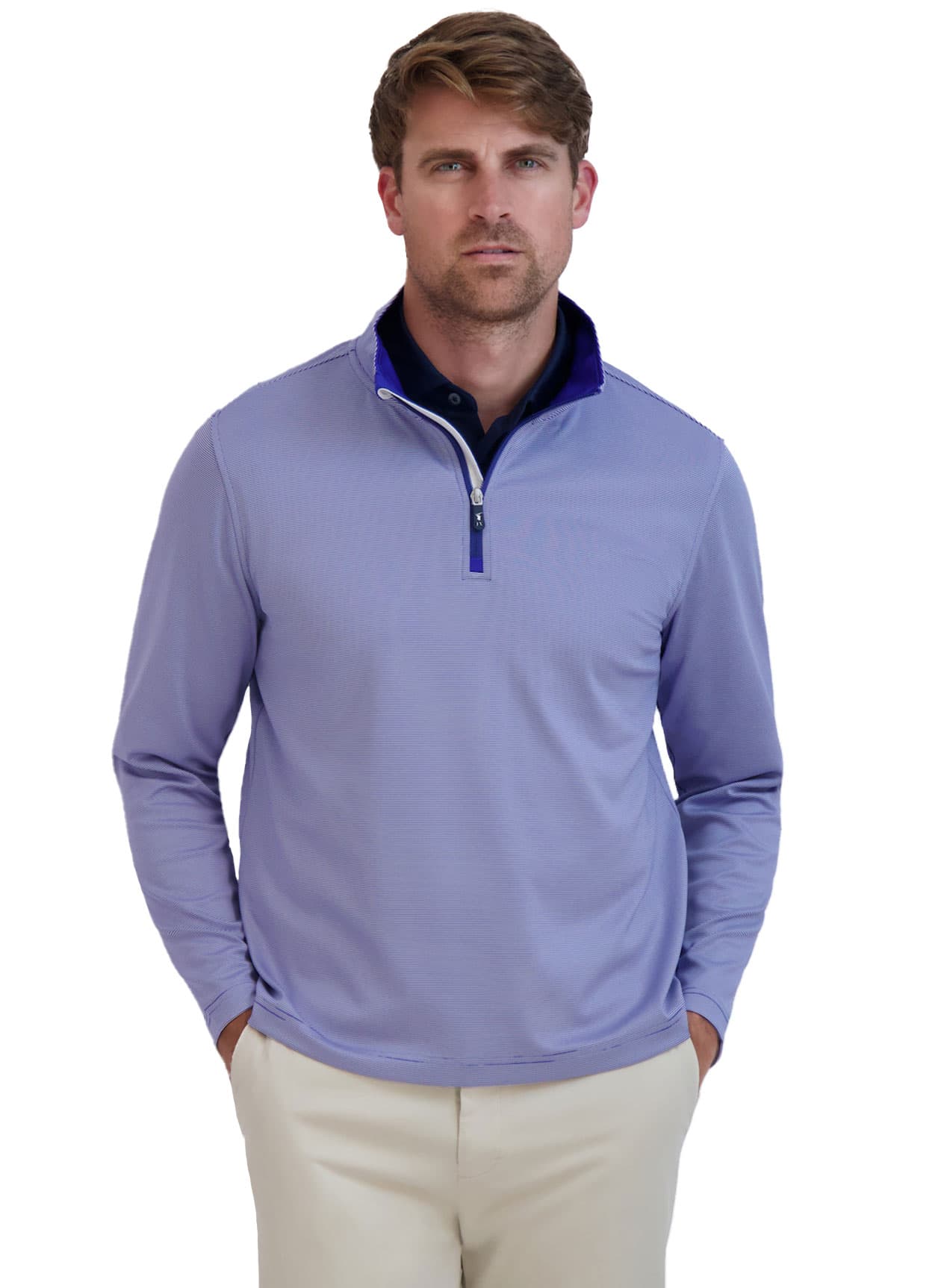Fairway & Greene Men's Coughlin Quarter Zip - True Blue / White (TBWH) 3XL