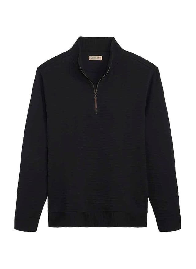 Fair Harbor Men's Overlook Quarter Zip - Black LG