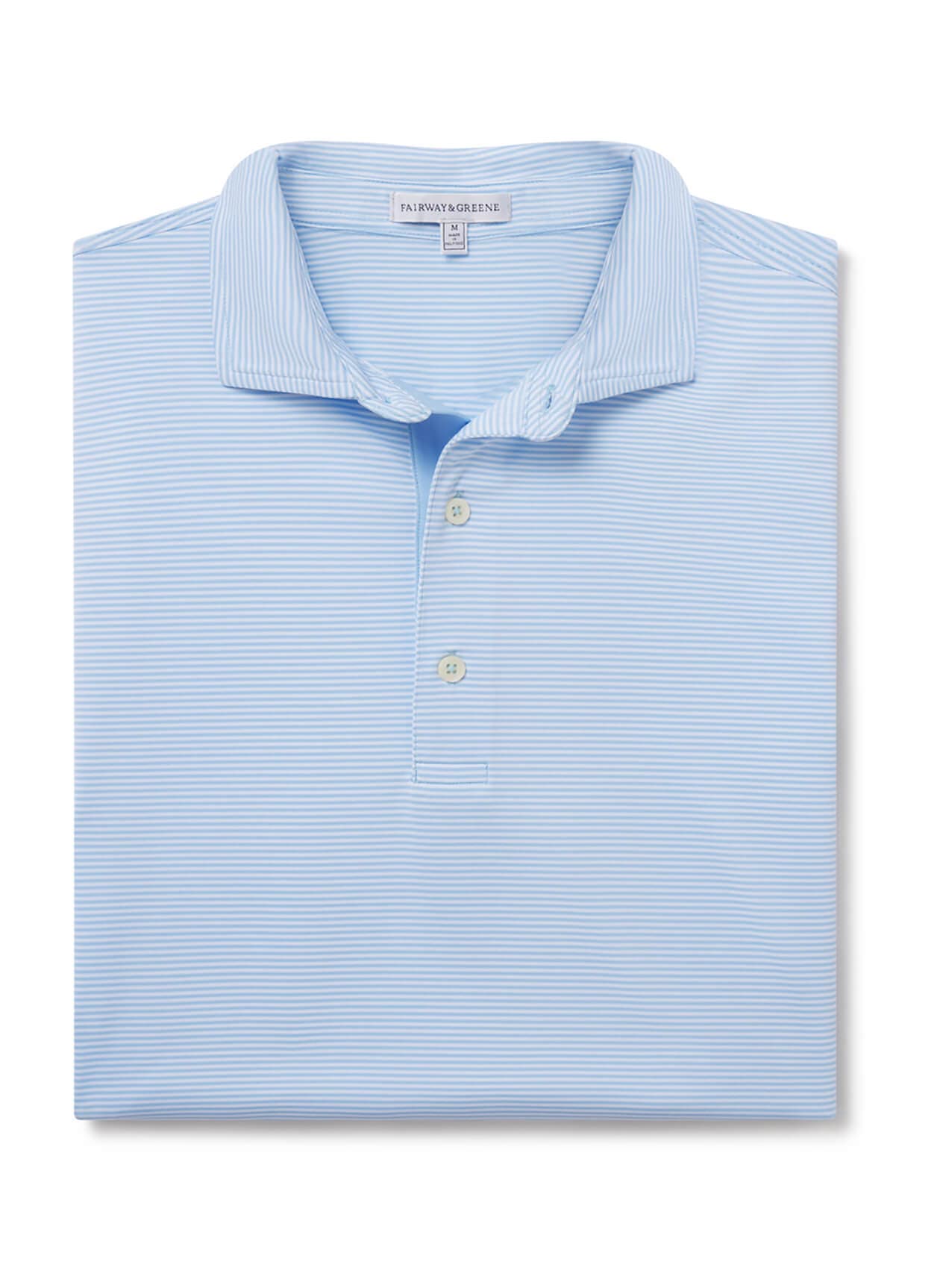 Fairway & Greene Men's Bryant Stripe Polo - Cyan 3XL
