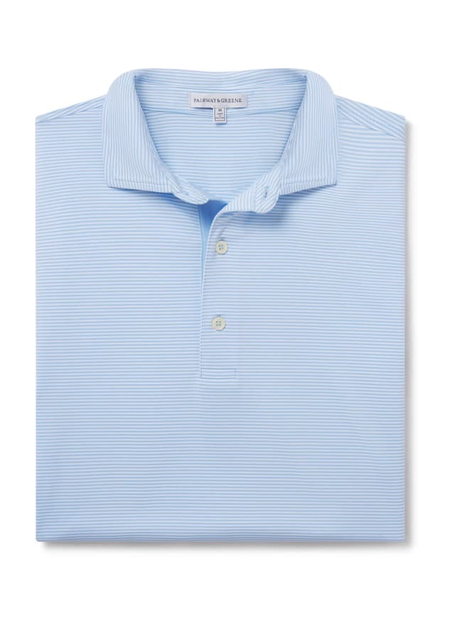 Fairway & Greene Men's Bryant Stripe Polo - Cyan 3XL
