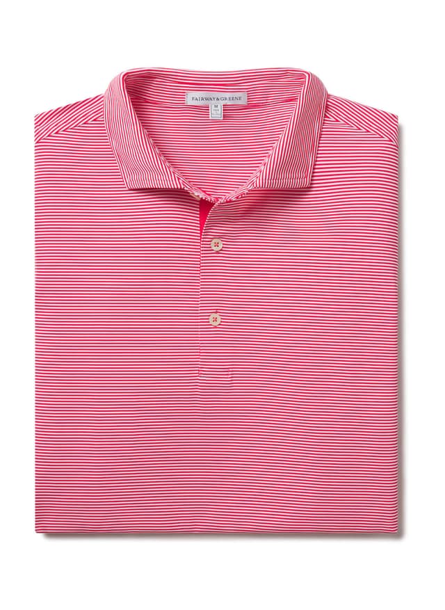 Fairway & Greene Men's Bryant Stripe Polo - Red 3XL