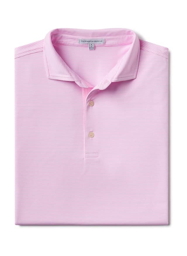 Fairway & Greene Men's Bryant Stripe Polo - Cruz Pink 3XL