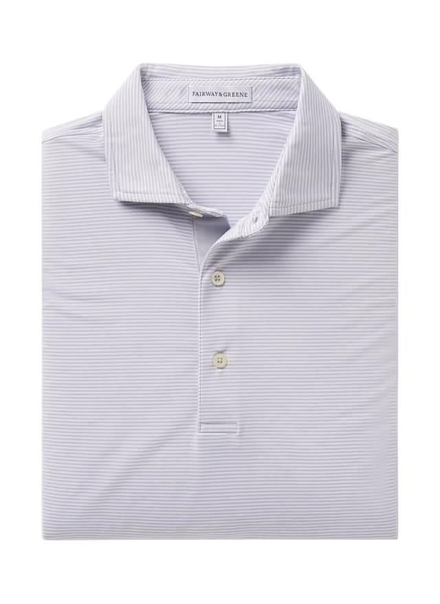 Fairway & Greene Men's Bryant Stripe Polo - Light Grey 3XL