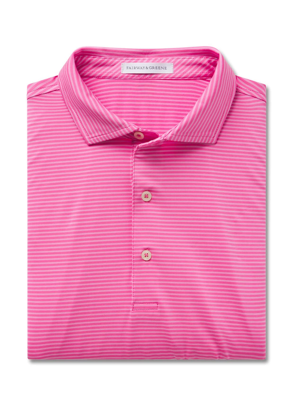 Fairway & Greene Men's Park Stripe Polo - Pink LG