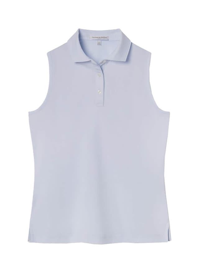 Fairway & Greene Women's Diana Sleeveless Pique Polo - Cyan LG