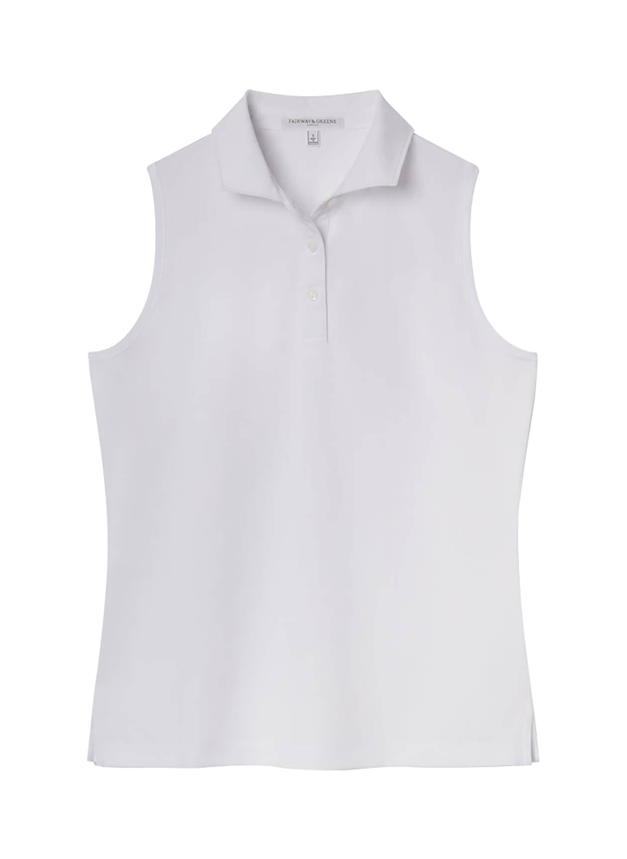 Fairway & Greene Women's Diana Sleeveless Pique Polo - White LG