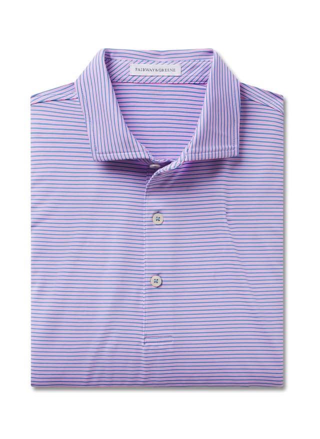 Fairway & Greene Men's Montgomery Stripe Polo - Purple 3XL