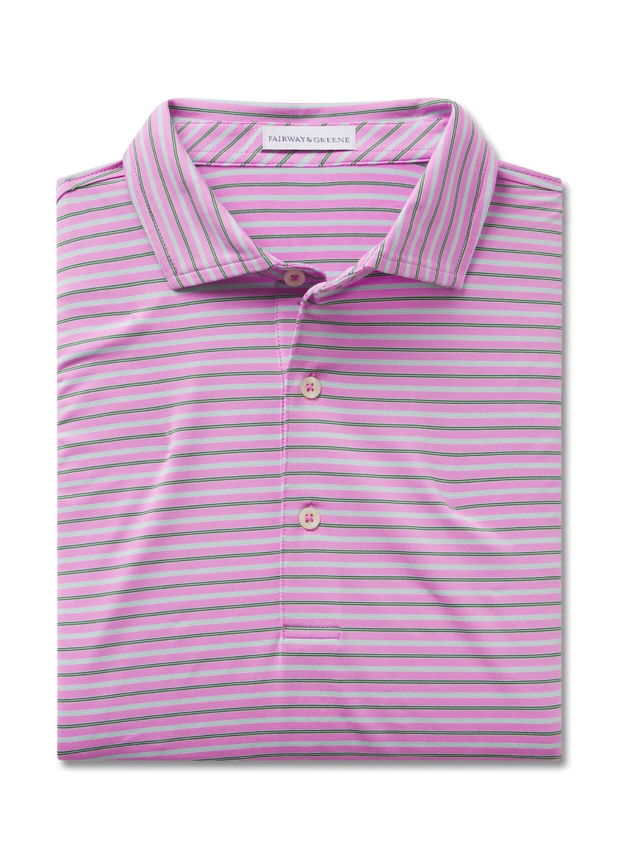 Fairway & Greene Men's Galiano Stripe Polo - Pink 3XL
