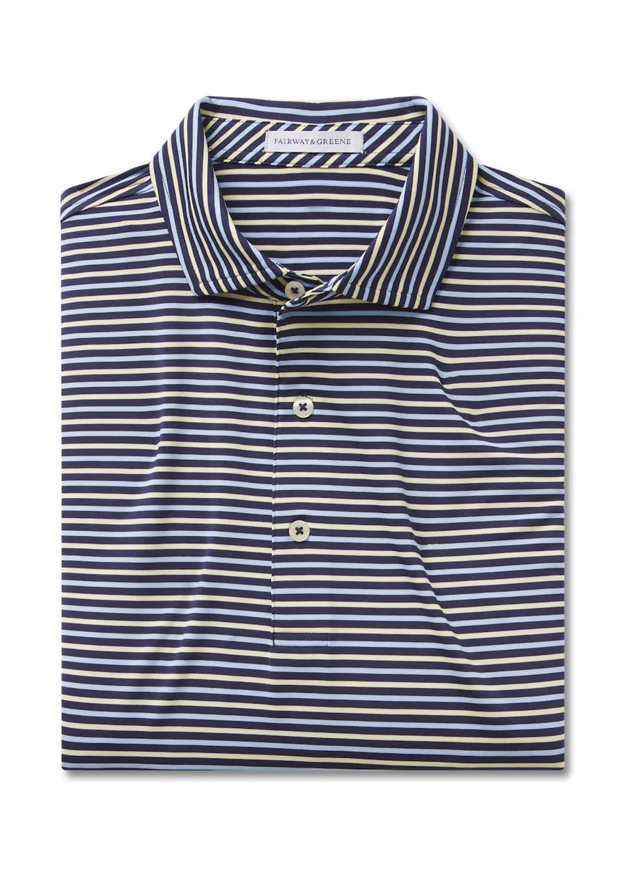 Fairway & Greene Men's Galiano Stripe Polo - Navy 3XL