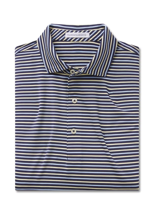 Fairway & Greene Men's Galiano Stripe Polo - Navy 3XL