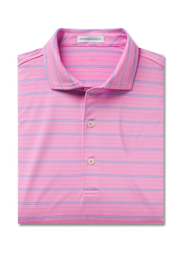 Fairway & Greene Men's Gentry Stripe Polo - Pink LG