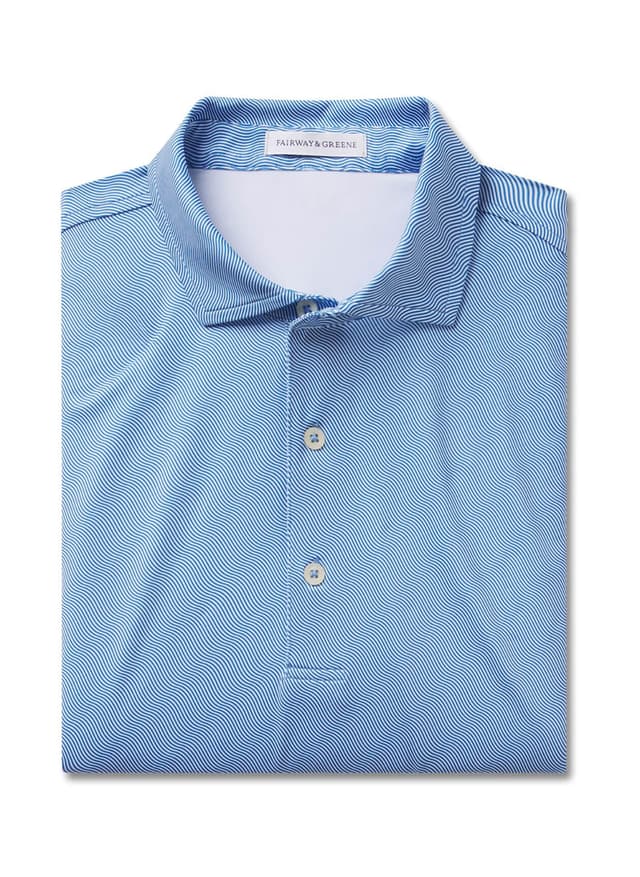 Fairway & Greene Men's Vizcaya Print Polo - Cyan 3XL