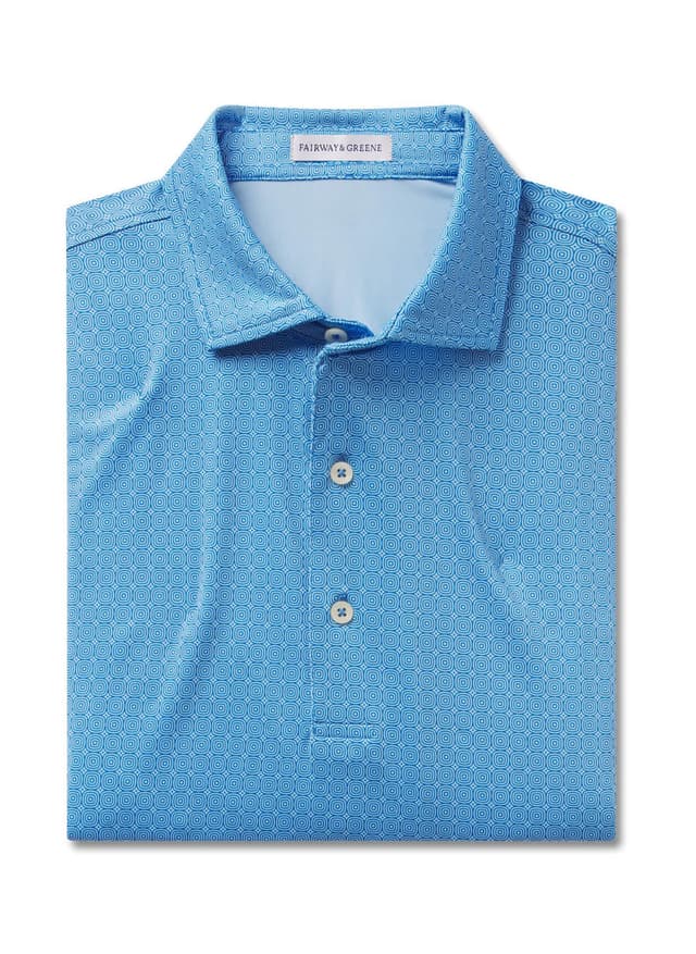 Fairway & Greene Men's Mangrove Print Polo - Cyan 3XL