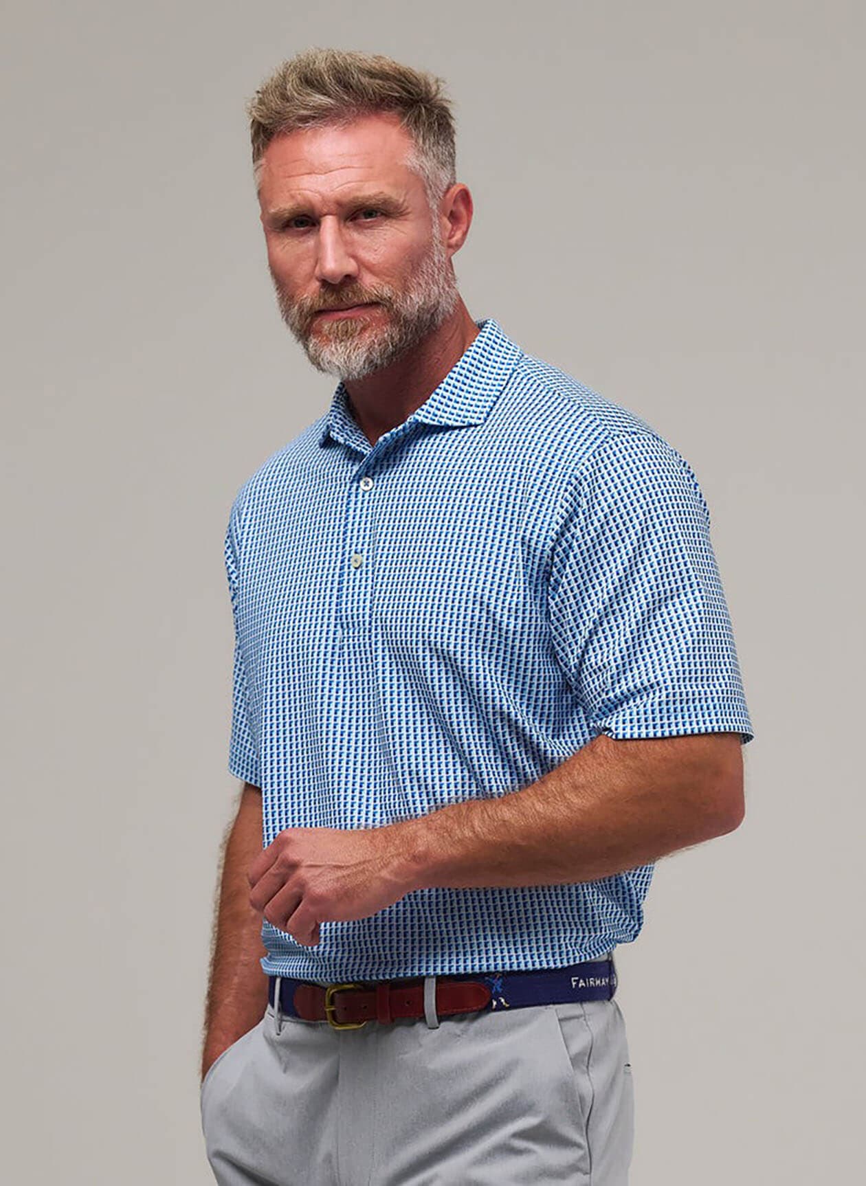 Fairway & Greene Men's Wenham Print Polo - White 3XL