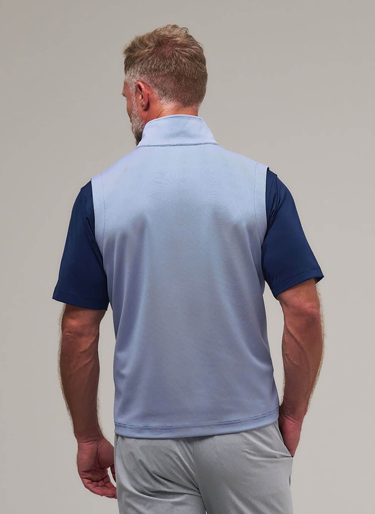 Fairway & Greene Men's Coughlin Stripe Quarter-Zip Vest - Blue 3XL