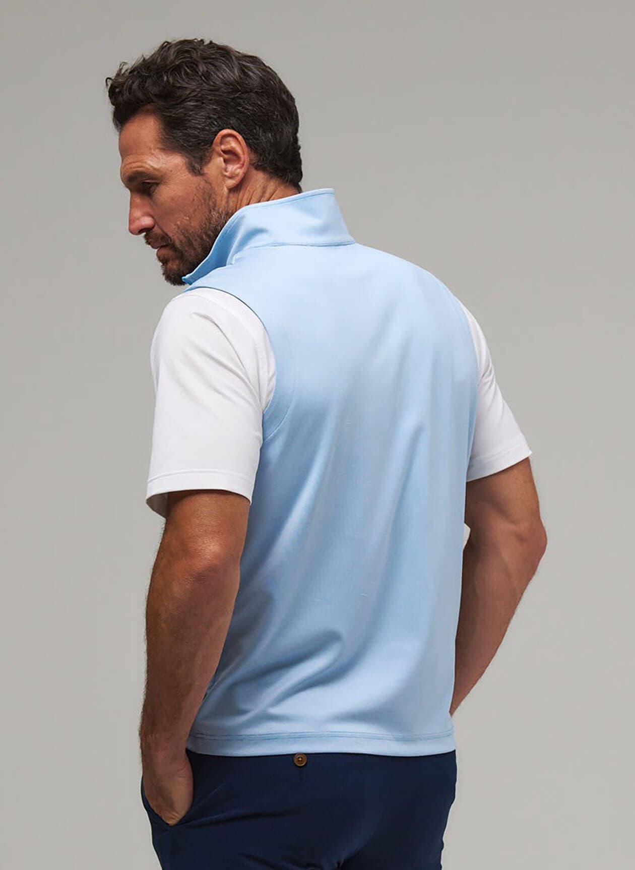 Fairway & Greene Men's Coughlin Stripe Quarter-Zip Vest - Cyan 3XL