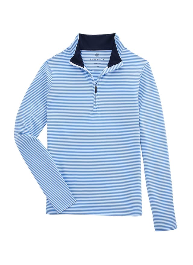 Renwick Women's Striped Quarter Zip - Cyan LG