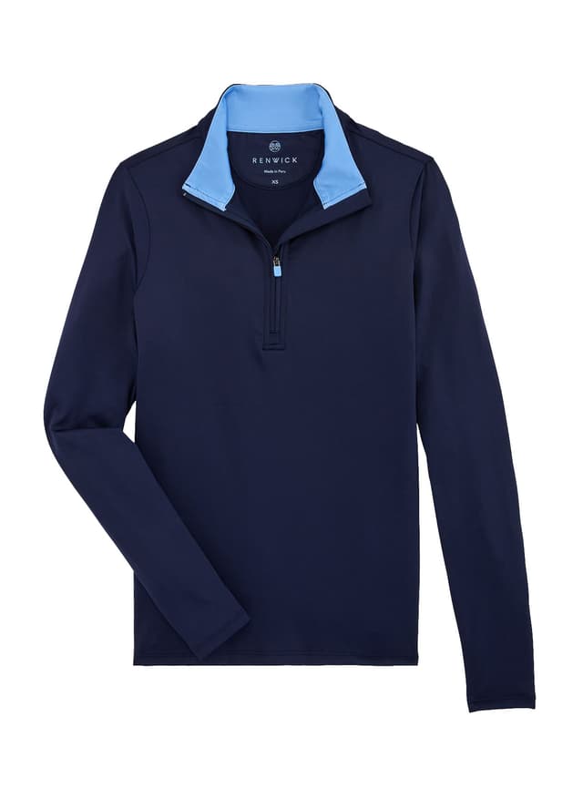 Renwick Women's Solid Quarter Zip - Navy LG