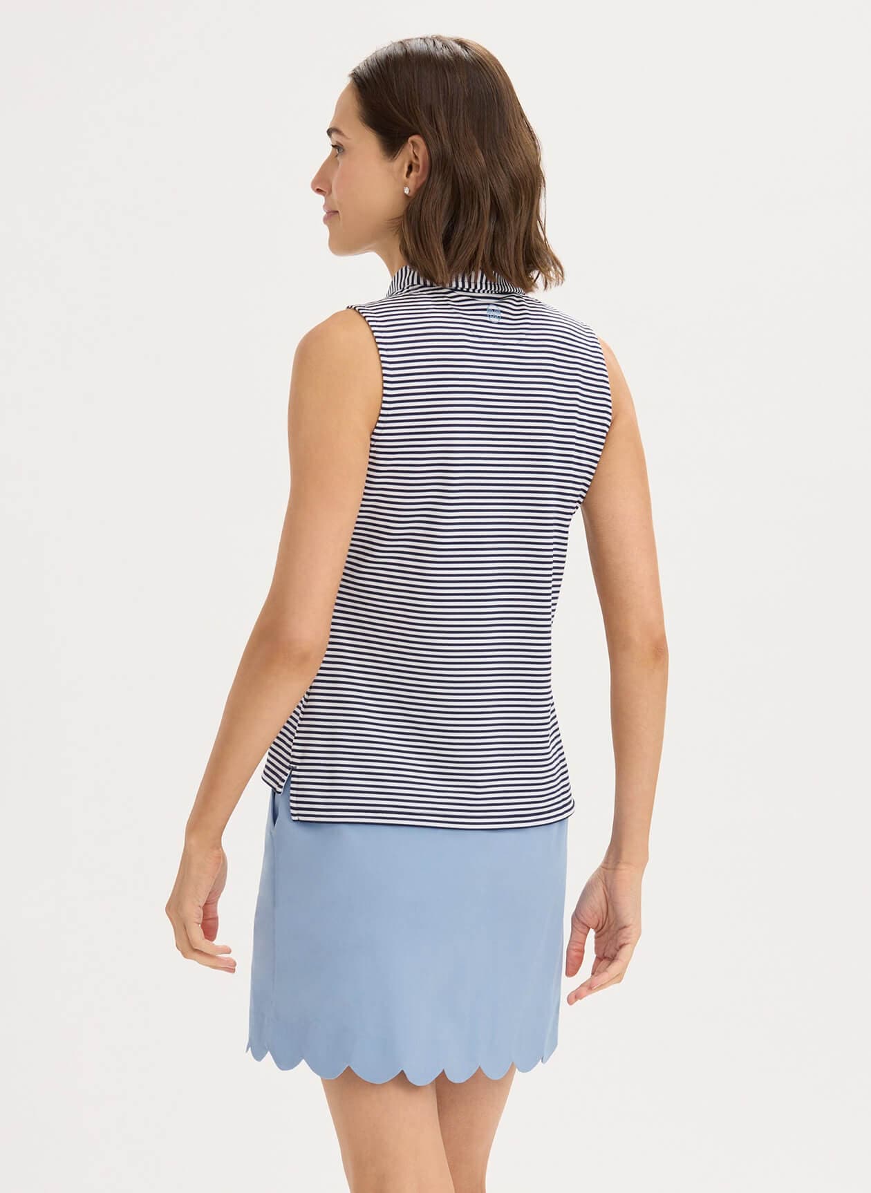 Renwick Women's Oxford Pique Sleeveless Polo - Navy LG