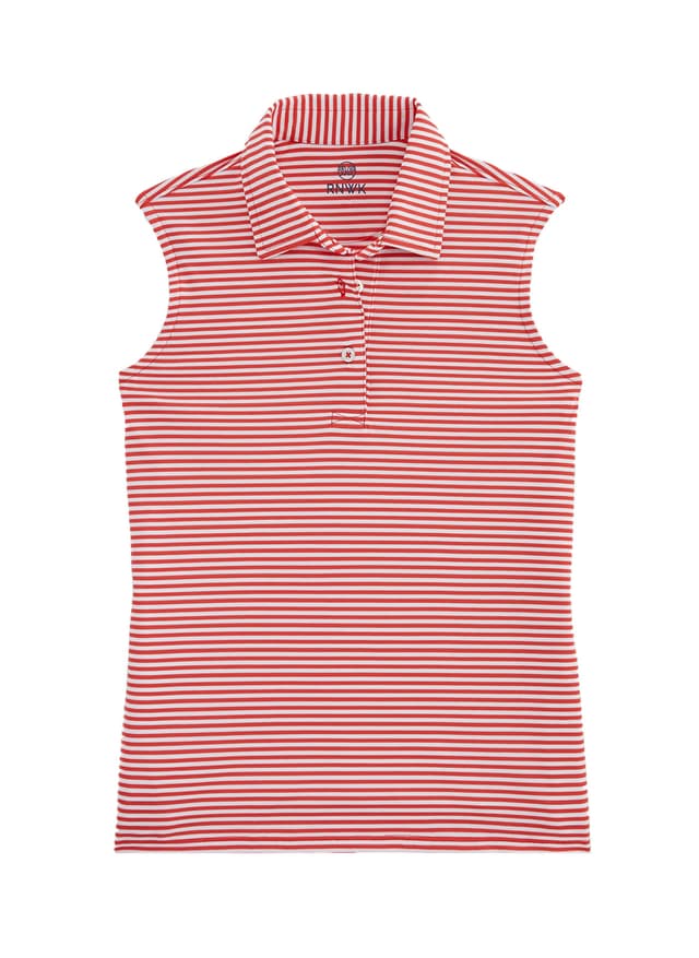Renwick Women's Oxford Pique Sleeveless Polo - Red LG