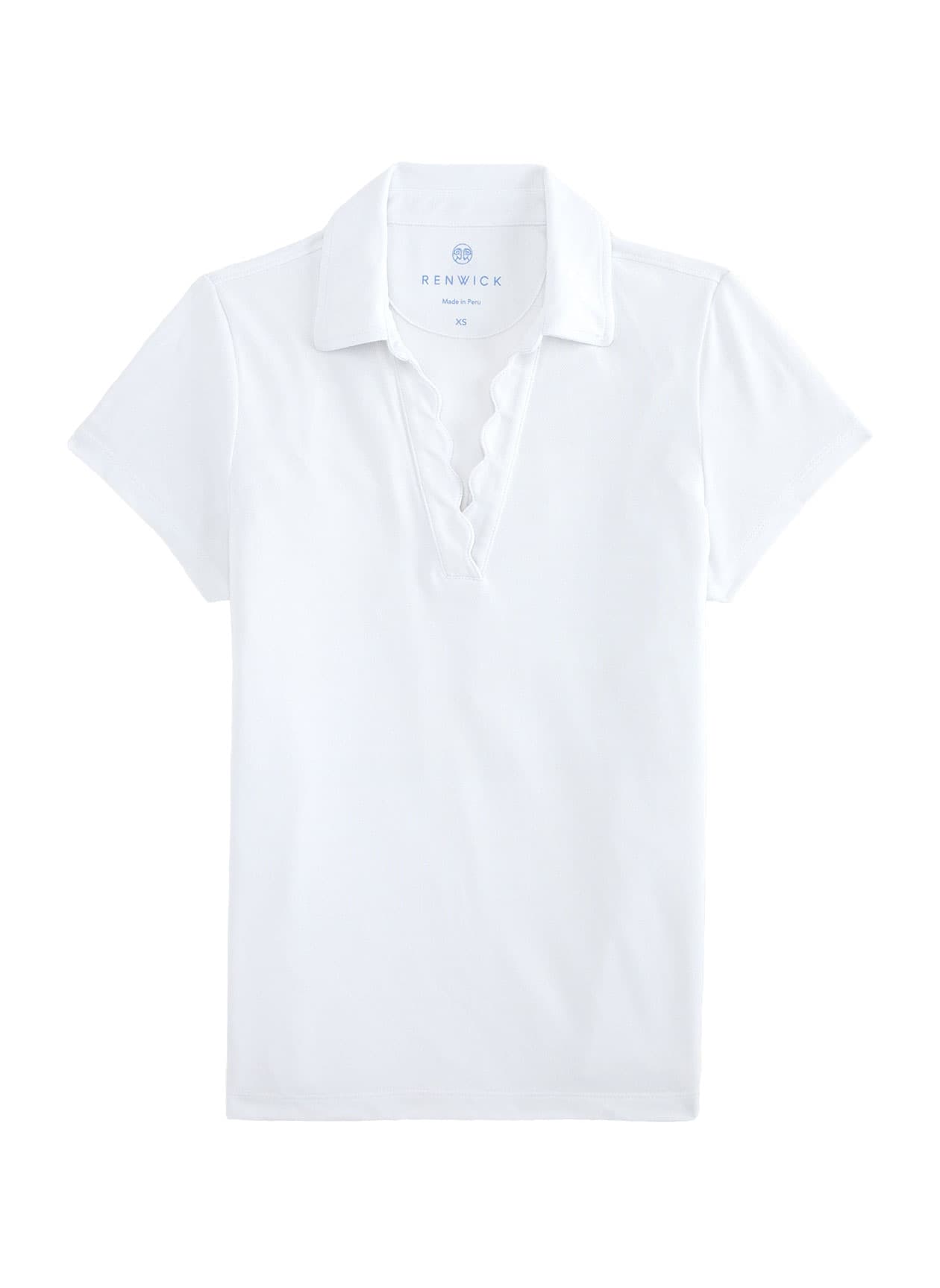 Renwick Women's Scallop Performance Polo - White LG