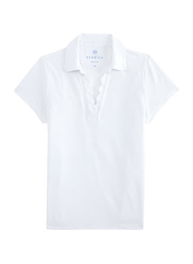 Renwick Women's Scallop Performance Polo - White LG