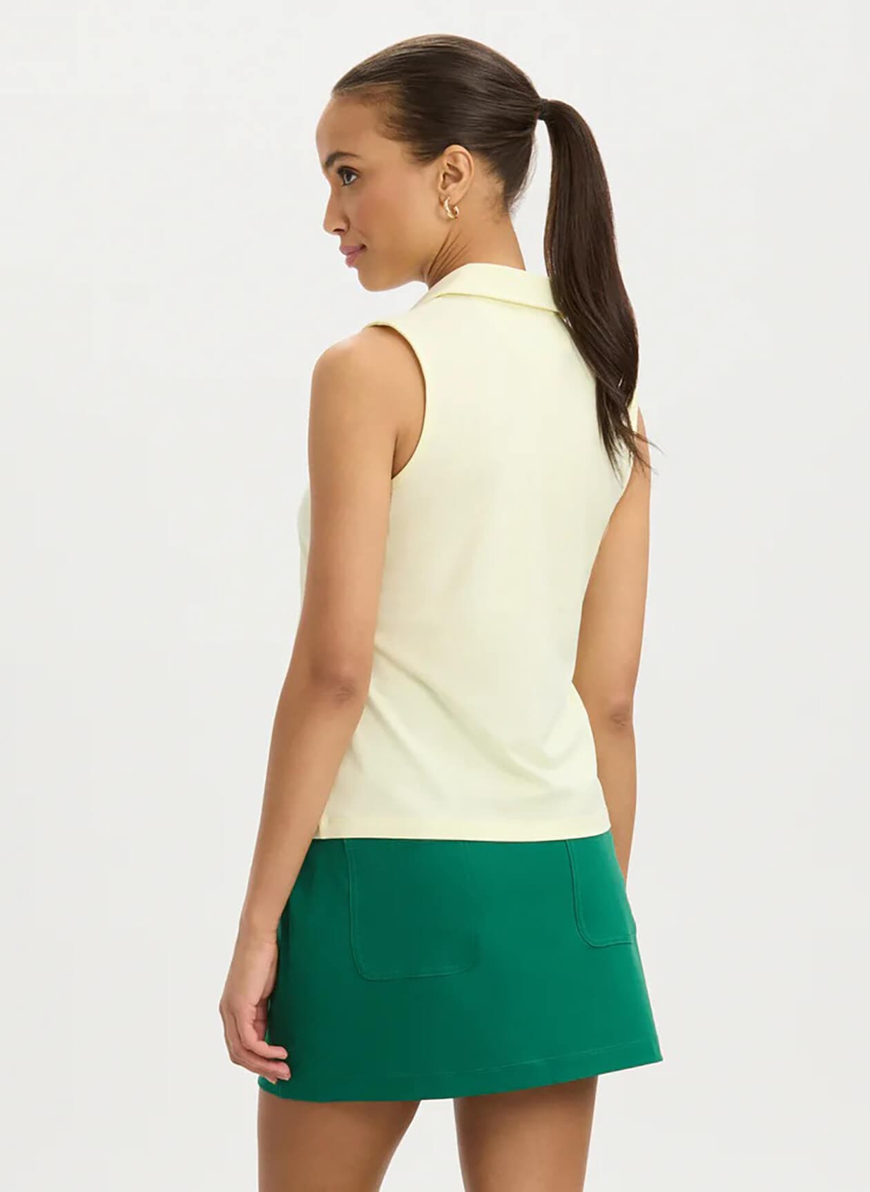 Renwick Women's Sleeveless Pima Scallop Polo - Yellow LG