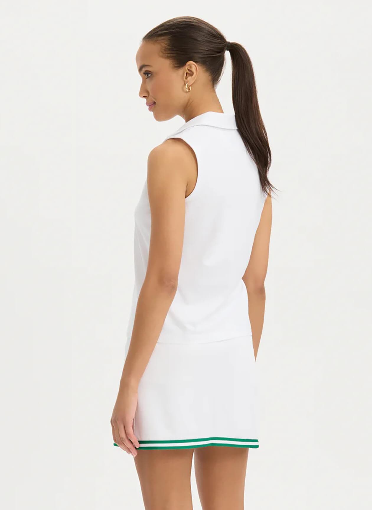 Renwick Women's Sleeveless Pima Scallop Polo - White LG