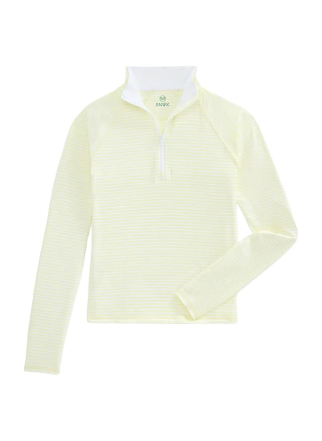 Renwick Women's Raglan Striped Quarter Zip - Yellow LG